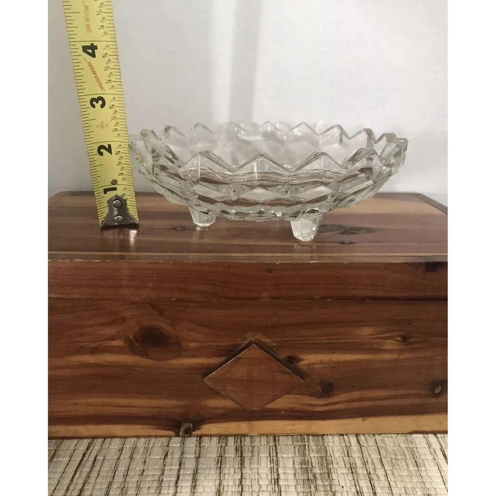 Vintage Fostoria Candy Nut Trinket Dish Bowl‎ Footed Scalloped Edge